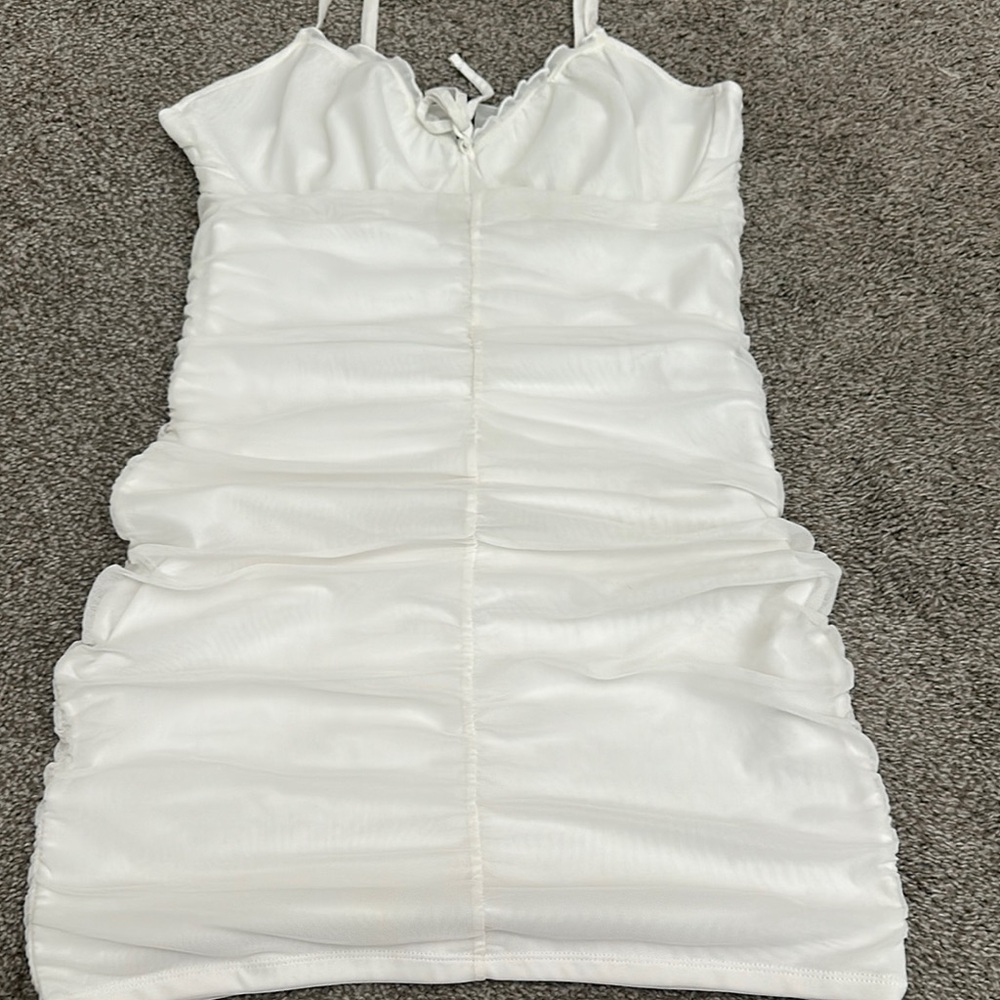 Elegant White Ruched Dress